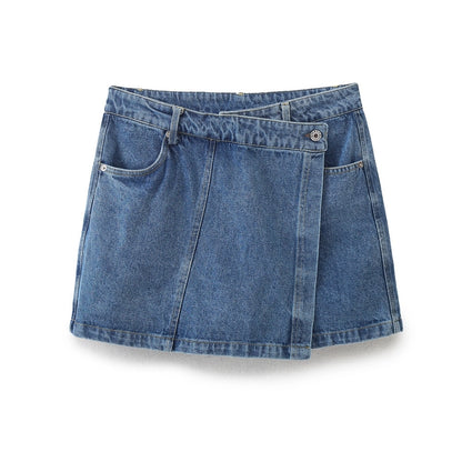 Daily Women's Simple Style Classic Style Solid Color Denim Pocket Skirt Sets Skirt Sets