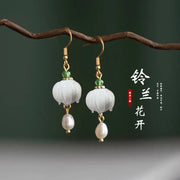 Silver Ear Hook: White Lily Earrings