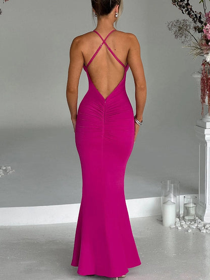 Women's Sheath Dress Streetwear V Neck Flowers Sleeveless Solid Color Maxi Long Dress Business