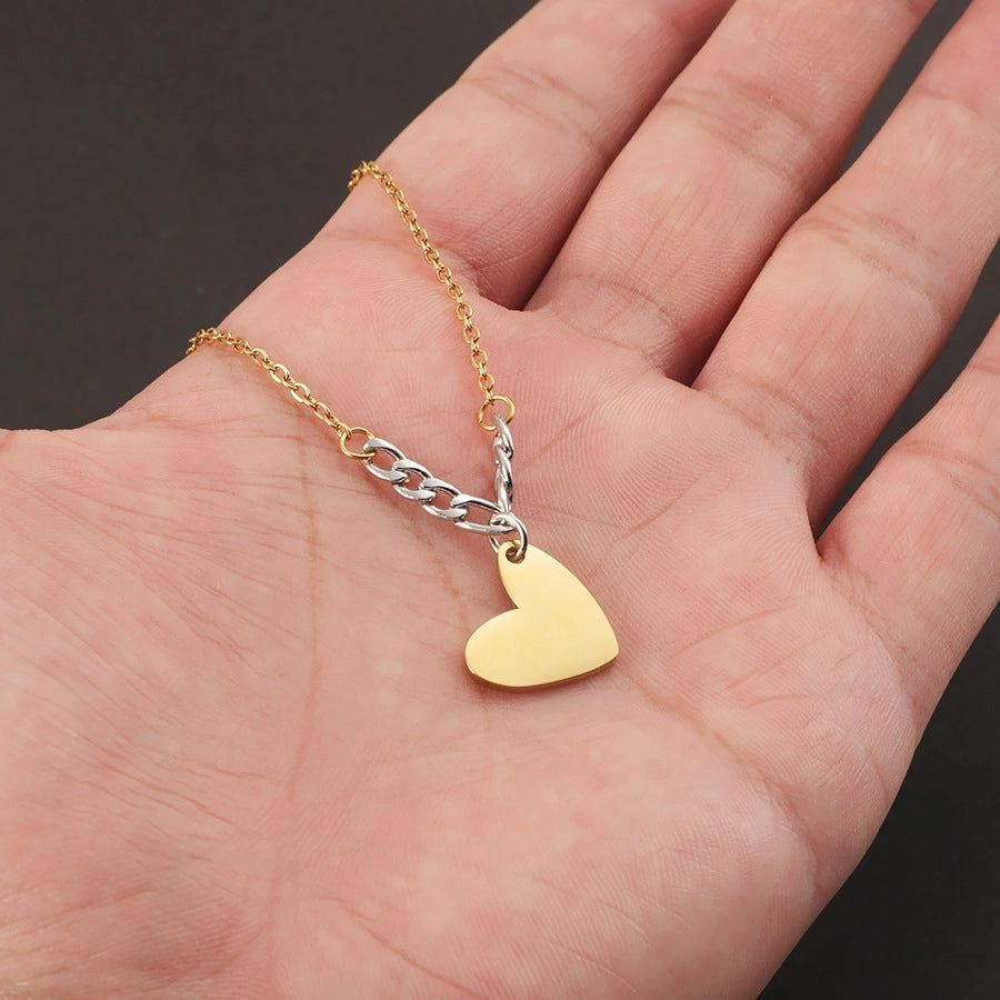 Jewelry Casual Simple Style U Shape 304 Stainless Steel 18K Gold Plated Mixed Metal Pendant Necklace