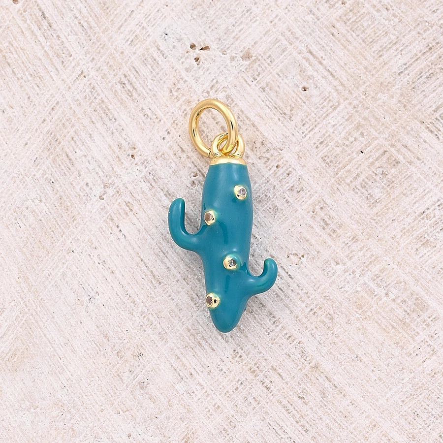 1 Pc/Package 16.5x9mm Hole 3~3.9mm Copper Zircon 18K Gold Plated Cactus Polished Pendant Jewelry Accessories