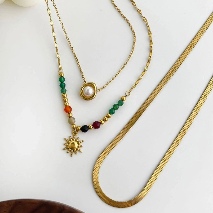 Jewelry Vintage Style Classic Style Geometric 316L Stainless Steel  18K Gold Plated Necklace