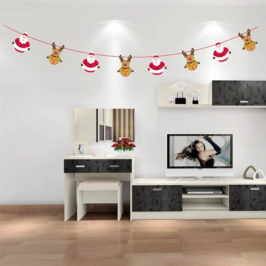 Christmas Paper Flag Christmas Window Hotel Scene Decoration Flag  Santa Claus Flag