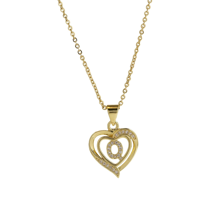 Brass cable chain Plating Letter Heart Shape Pendant Necklace