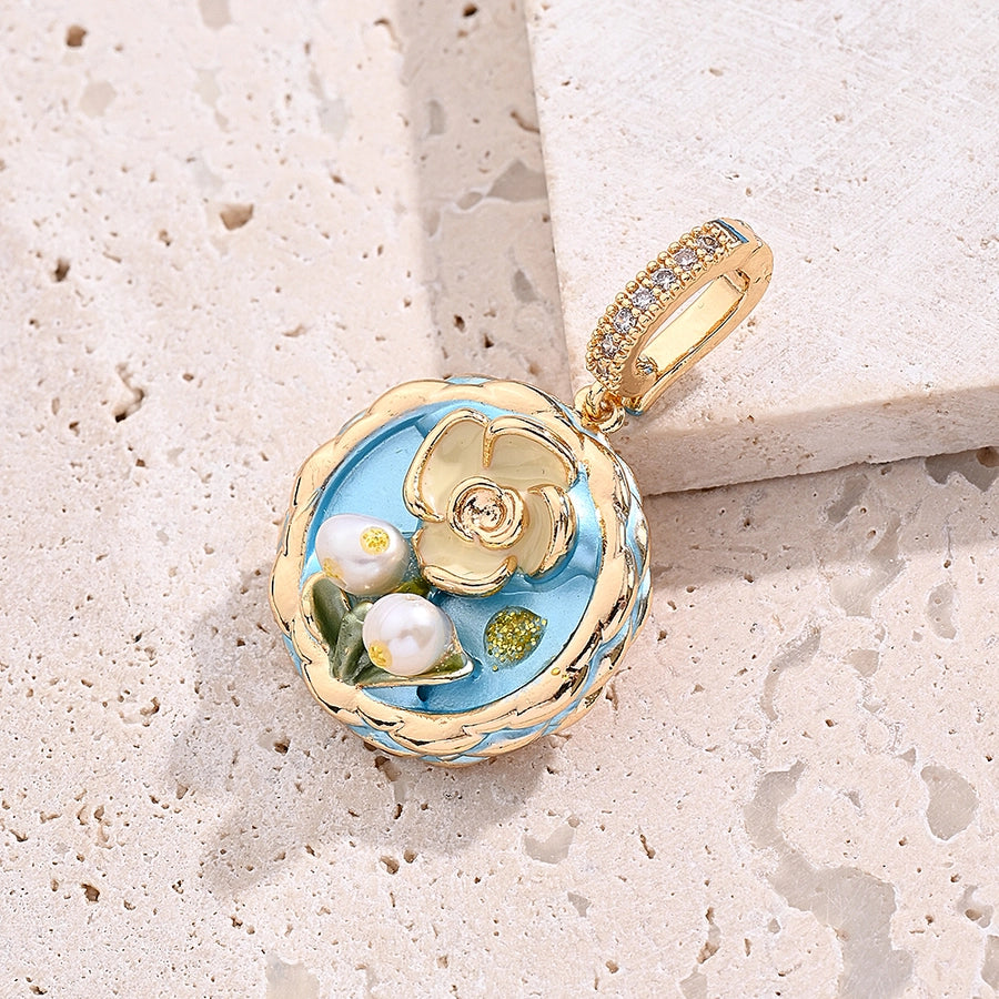 1 Piece 22.5x18mm 23x21.5mm 24x22mm 6.5x4.2mm Freshwater Pearl Copper Zircon 18K Gold Plated Round Flower Lotus Polished Pendant Jewelry Buckle Jewelry Accessories