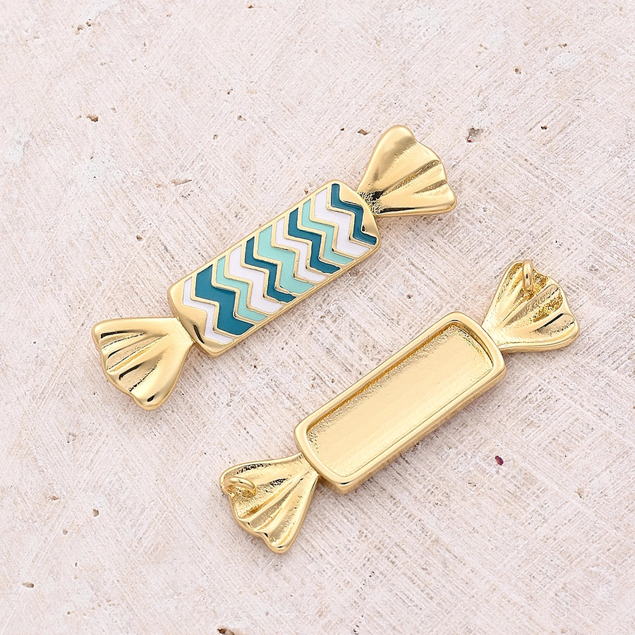 1 Pc/Package 36x9mm Copper 18K Gold Plated Candy Polished Connectors Jewelry Accessories