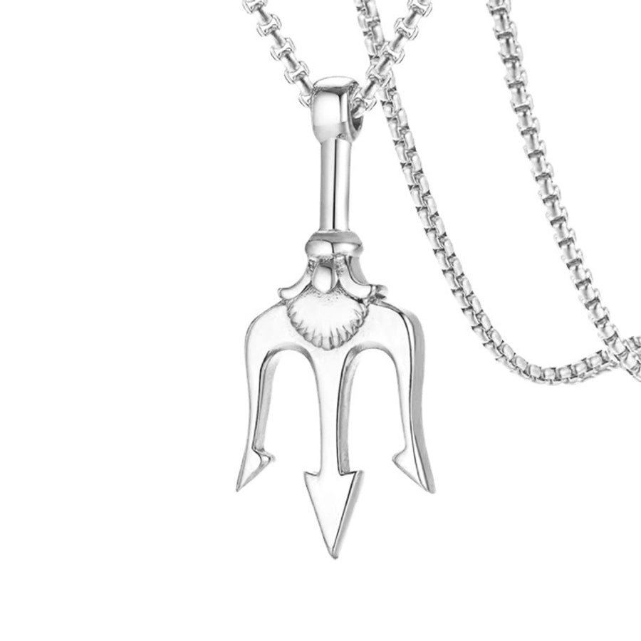 Haiwang Trident Pendant Stainless Steel Necklace Original Cool Design Men's Domineering Simple Hip Hop Sweater Chain