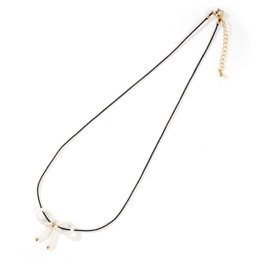 IG Style Casual Bow Knot Seed Bead rope Woven Chain Pendant Necklaces