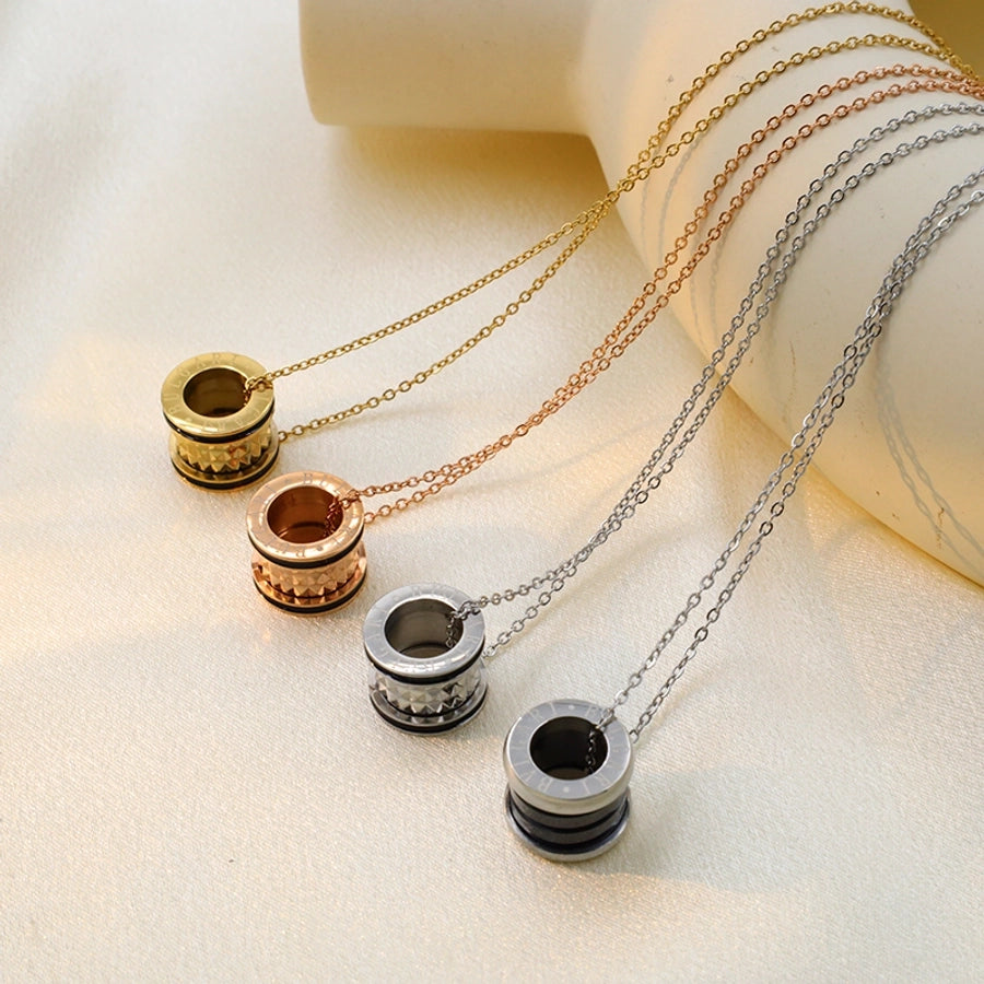 Jewelry Simple Style Round Titanium Steel Plating Pendant Necklace