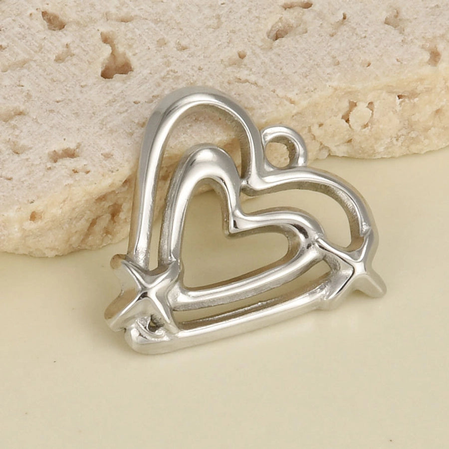 1 Piece 17*18 304 Stainless Steel 18K Gold Plated Heart Shape Pendant Jewelry Accessories