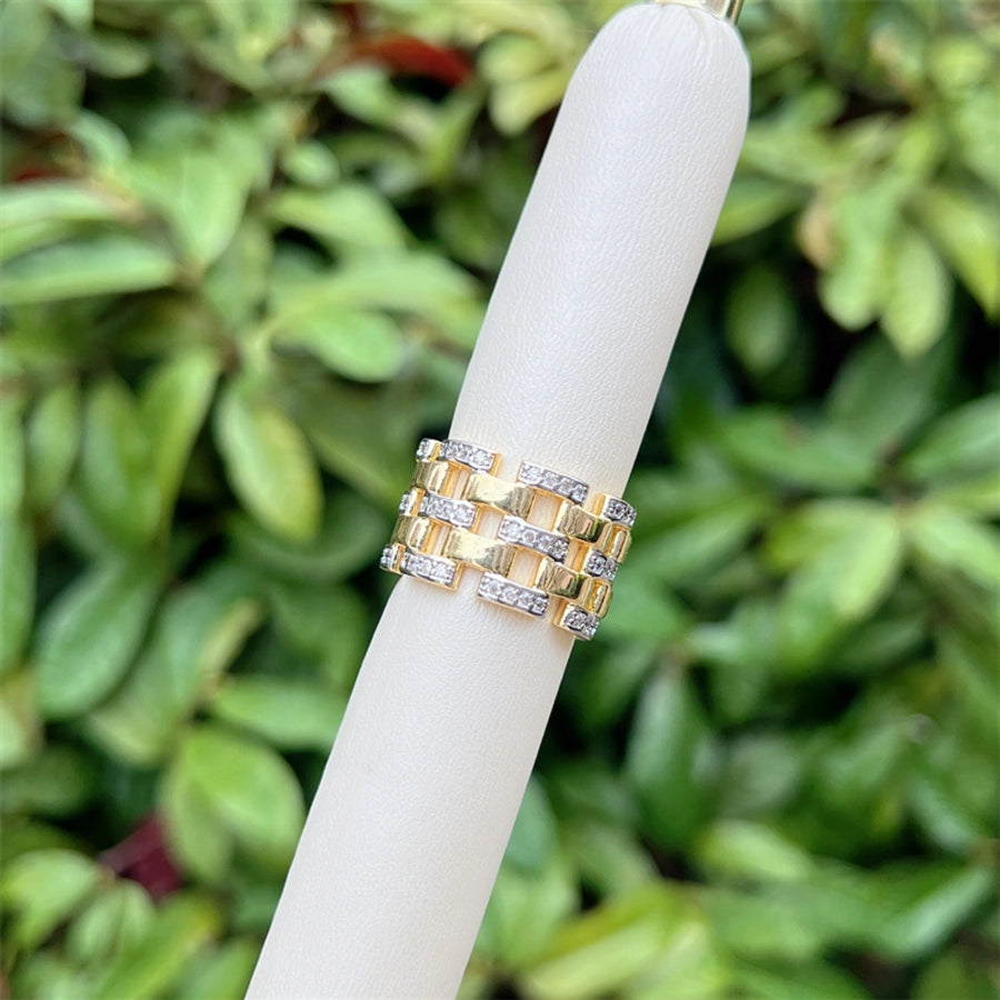 Copper 18K Gold Plated Geometric Zircon Open Rings