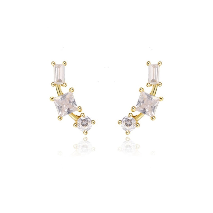 1 Pair Casual Elegant Geometric Copper Zircon Drop Earrings Ear Studs