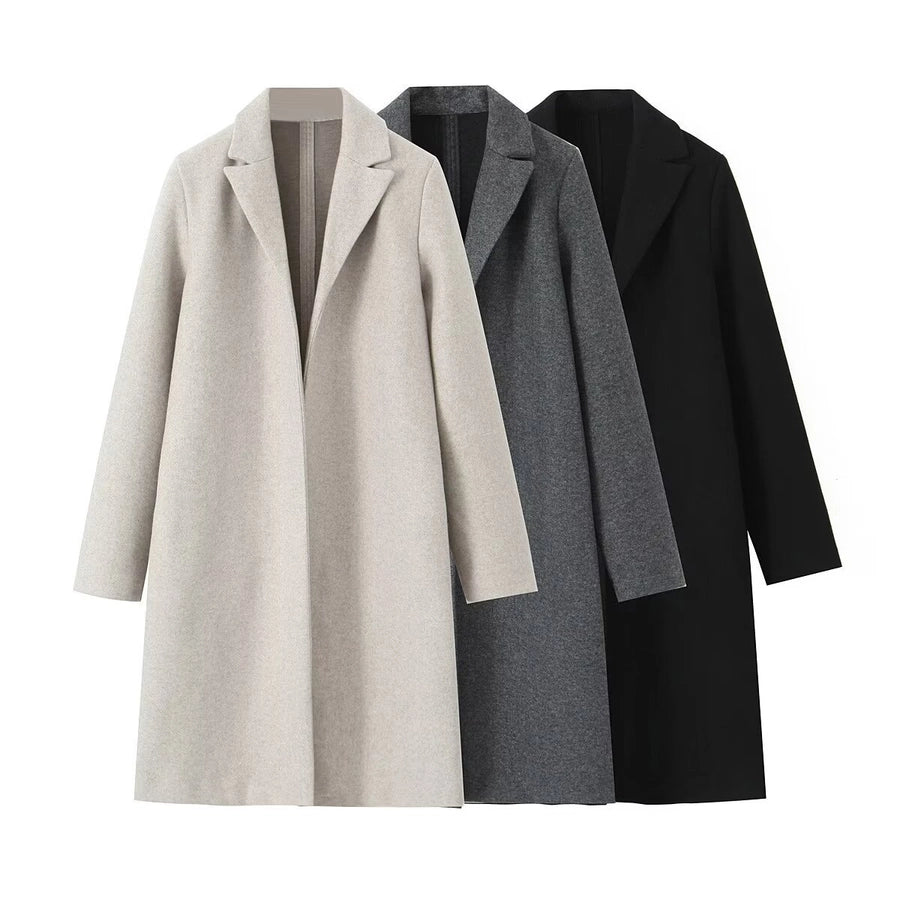Women's Vacation Simple Style Solid Color Woolen Coat Woolen Coat