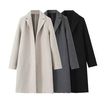 Women's Vacation Simple Style Solid Color Woolen Coat Woolen Coat