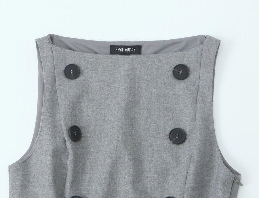 Women's Elegant Solid Color Double Breasted Vest Casual Jacket