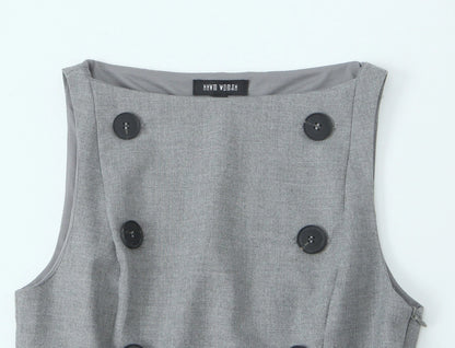 Women's Elegant Solid Color Double Breasted Vest Casual Jacket