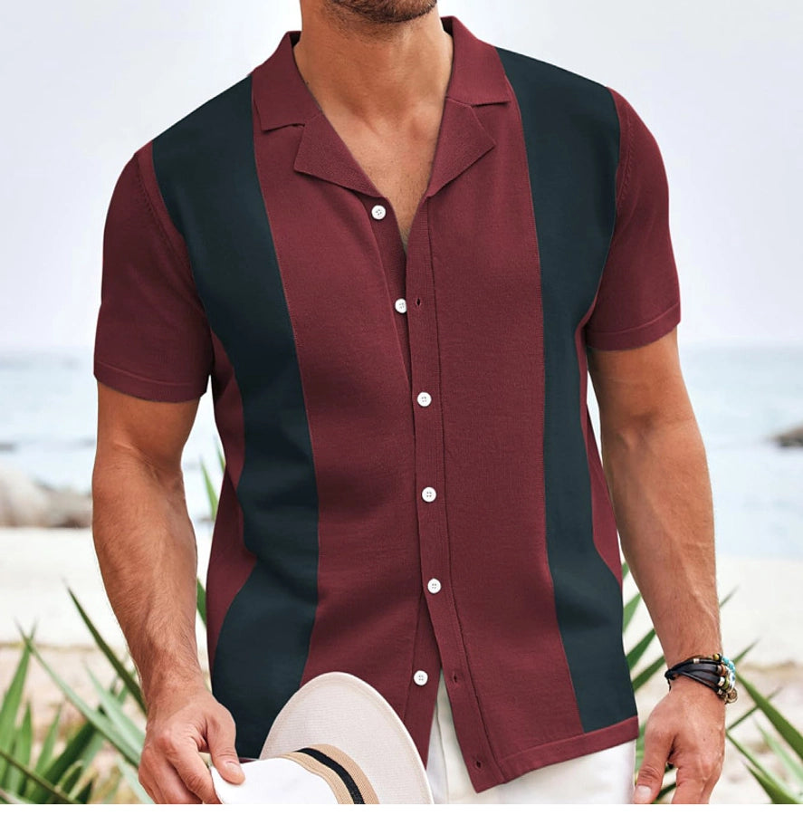 men's cardigan sweater men's sexy shirt lapel business casual woolen  shirt SY0164