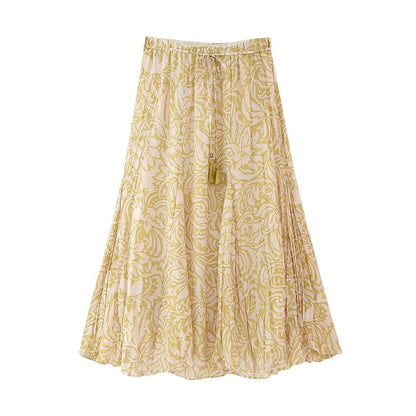 Summer Simple Style Flower Polyester Midi Dress Skirts