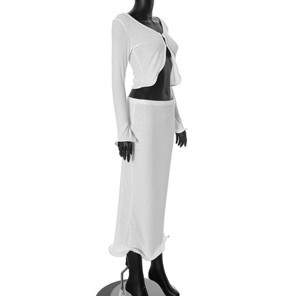 Daily Women's Streetwear Solid Color Spandex Polyester Skirt Sets Skirt Sets