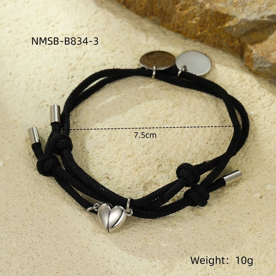 Lady Heart Shape 304 Stainless Steel rope Woven Chain String Bracelets