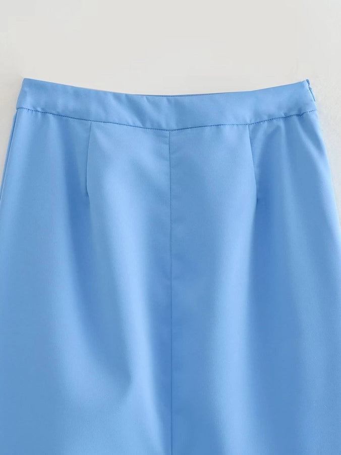 Summer Sexy Solid Color Polyester Midi Dress Skirts