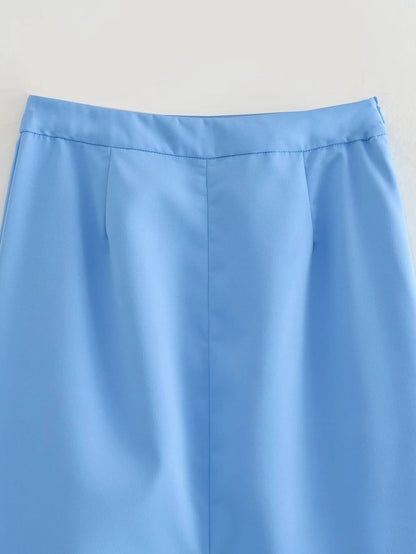 Summer Sexy Solid Color Polyester Midi Dress Skirts