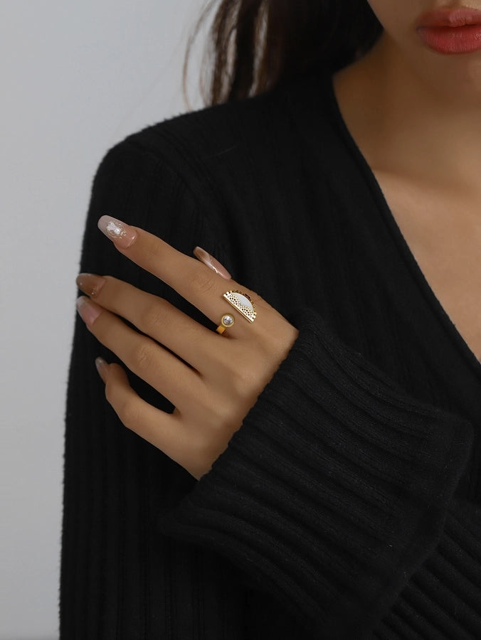 Jewelry Classical Exaggerated Simple Style Devil's Eye Oval Watermelon 316L Stainless Steel  Resin Adjustable Ring