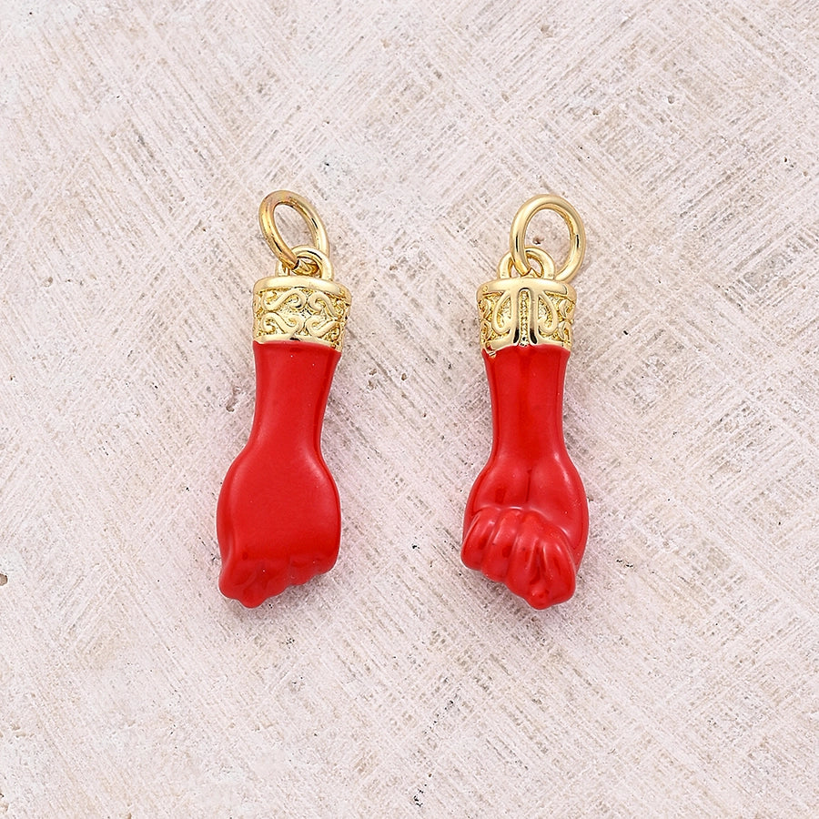 1 Pc/Package 19.5x6.5mm Hole 3~3.9mm Copper 18K Gold Plated Fist Polished Pendant Jewelry Accessories