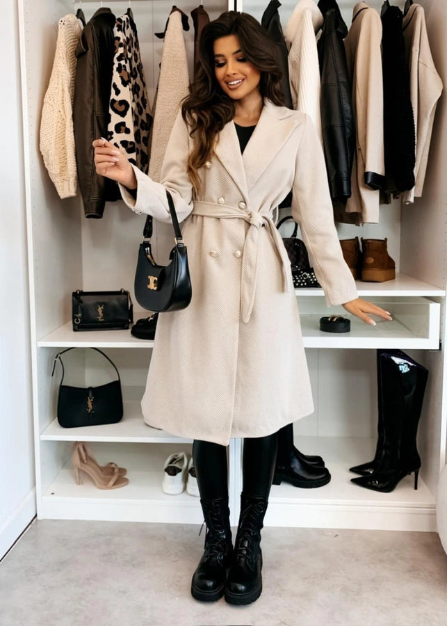 Women's Vacation Simple Style Solid Color Double Breasted Woolen Coat
