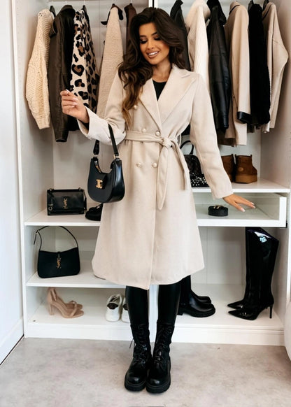Women's Vacation Simple Style Solid Color Double Breasted Woolen Coat