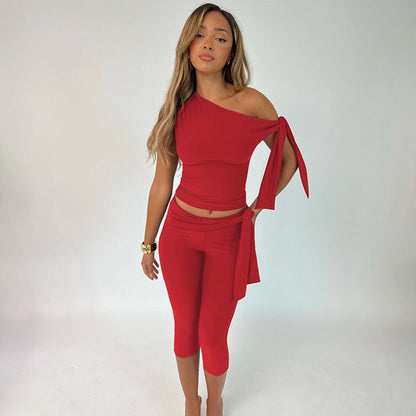 Banquet Daily Women's Casual Elegant Solid Color Spandex Polyester Pants Sets Shorts Sets