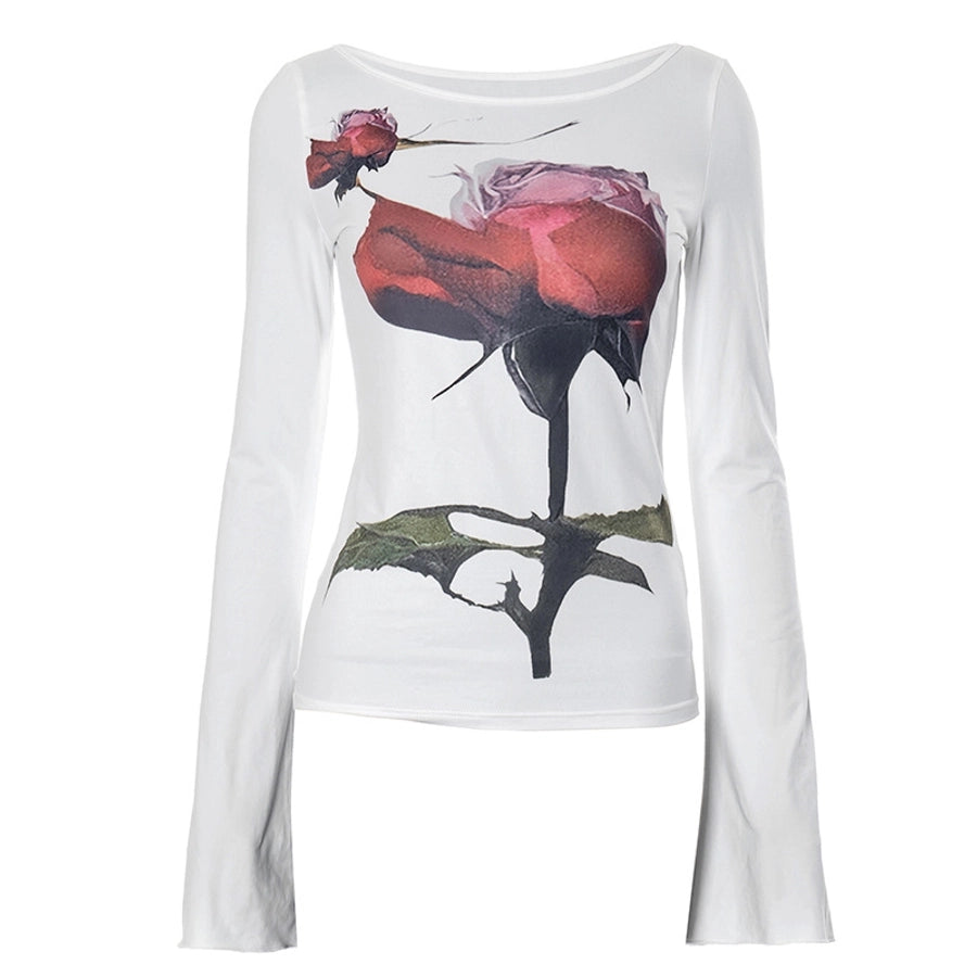Women's T-shirt Long Sleeve T-Shirts Vacation Simple Style Flower