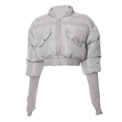 Women's Streetwear Solid Color Zipper Coat cotton clothes