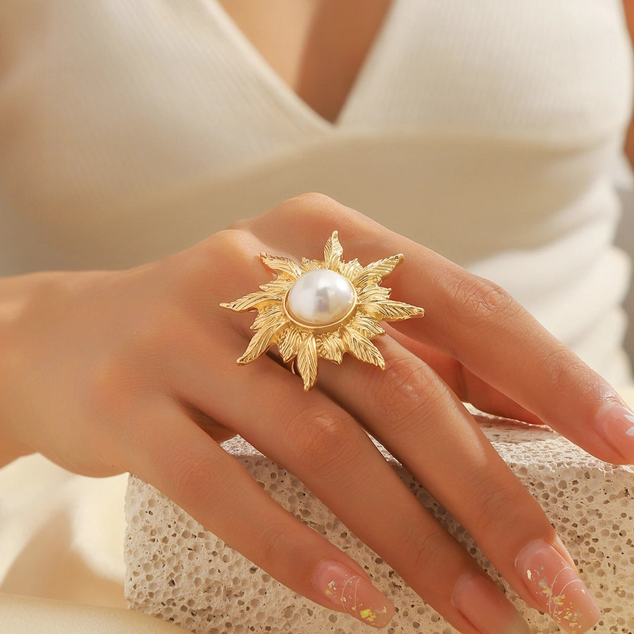 Elegant Classic Style Flower Alloy Women's Adjustable Ring Rings