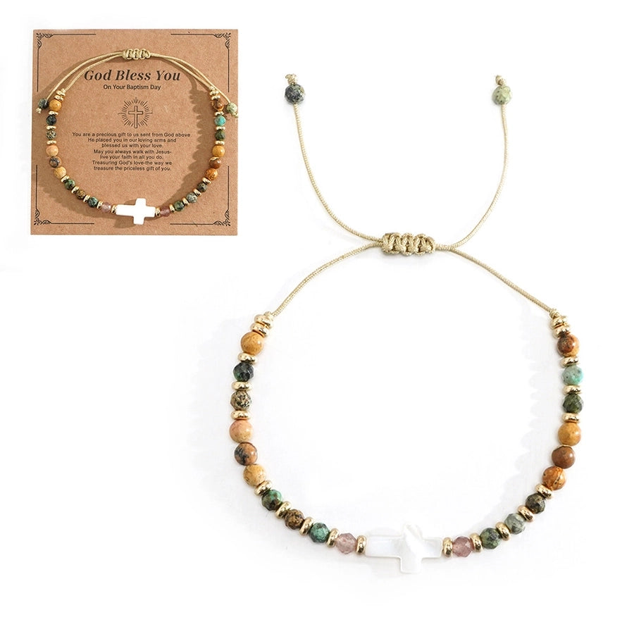 Bohemian Geometric natural stone Wax line Shell  String Bracelets