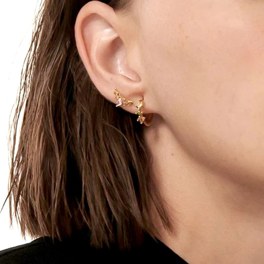 1 Pair Casual Elegant Geometric Copper Zircon Drop Earrings Ear Studs