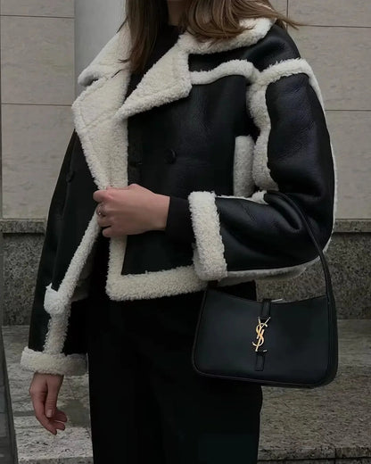 Women's Preppy Style Color Block Coat
