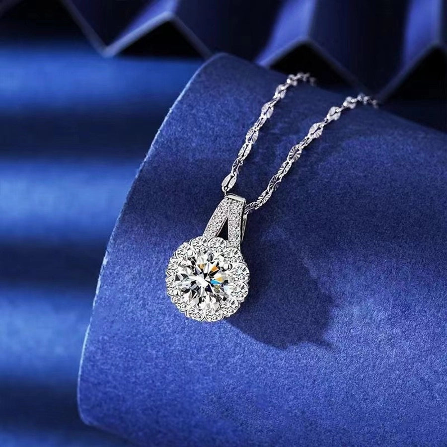 S925 Sterling Silver Light Luxury Moissanite Necklace Female TikTok Sunflower Clavicle Chain Niche Design