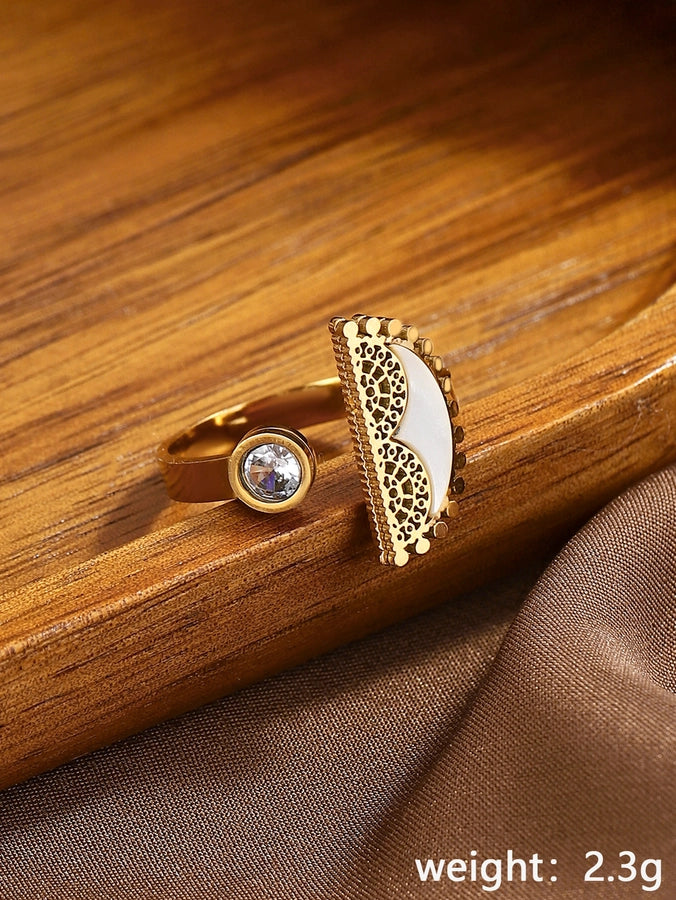 Jewelry Classical Exaggerated Simple Style Devil's Eye Oval Watermelon 316L Stainless Steel  Resin Adjustable Ring