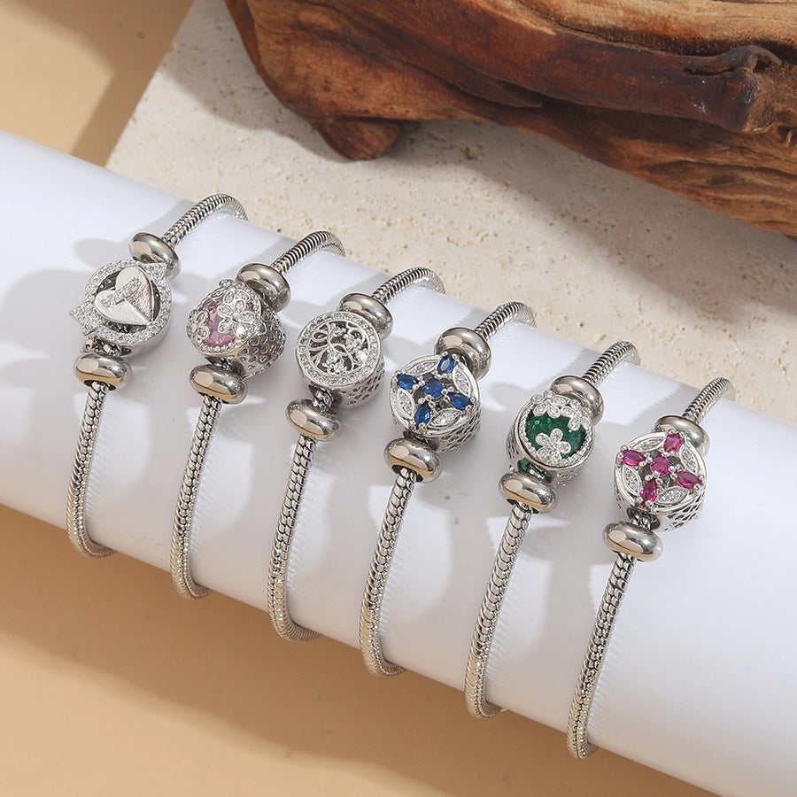 Jewelry Elegant Simple Style Commute Cross Copper Zircon White Gold Plated Bracelets