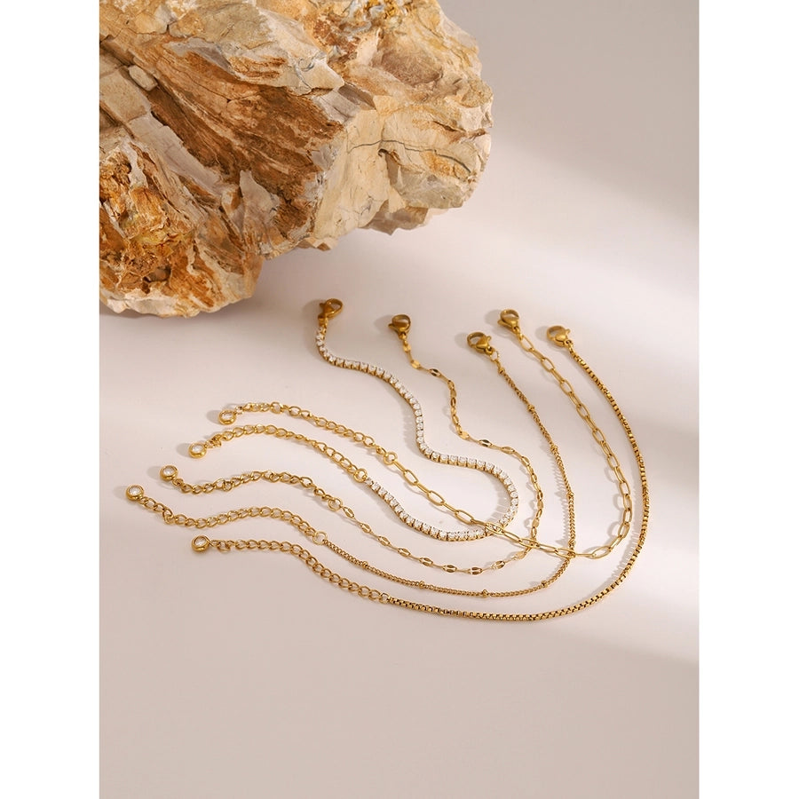 Simple Style Classic Style Geometric 304 Stainless Steel Paperclip Chain box chain Tennis Chain Bracelets In Bulk Stainless Steel Bracelets