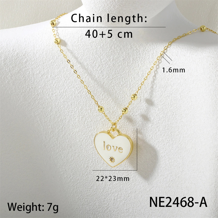 Jewelry IG Style Heart Shape Copper Enamel Pendant Necklace