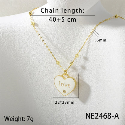 Jewelry IG Style Heart Shape Copper Enamel Pendant Necklace
