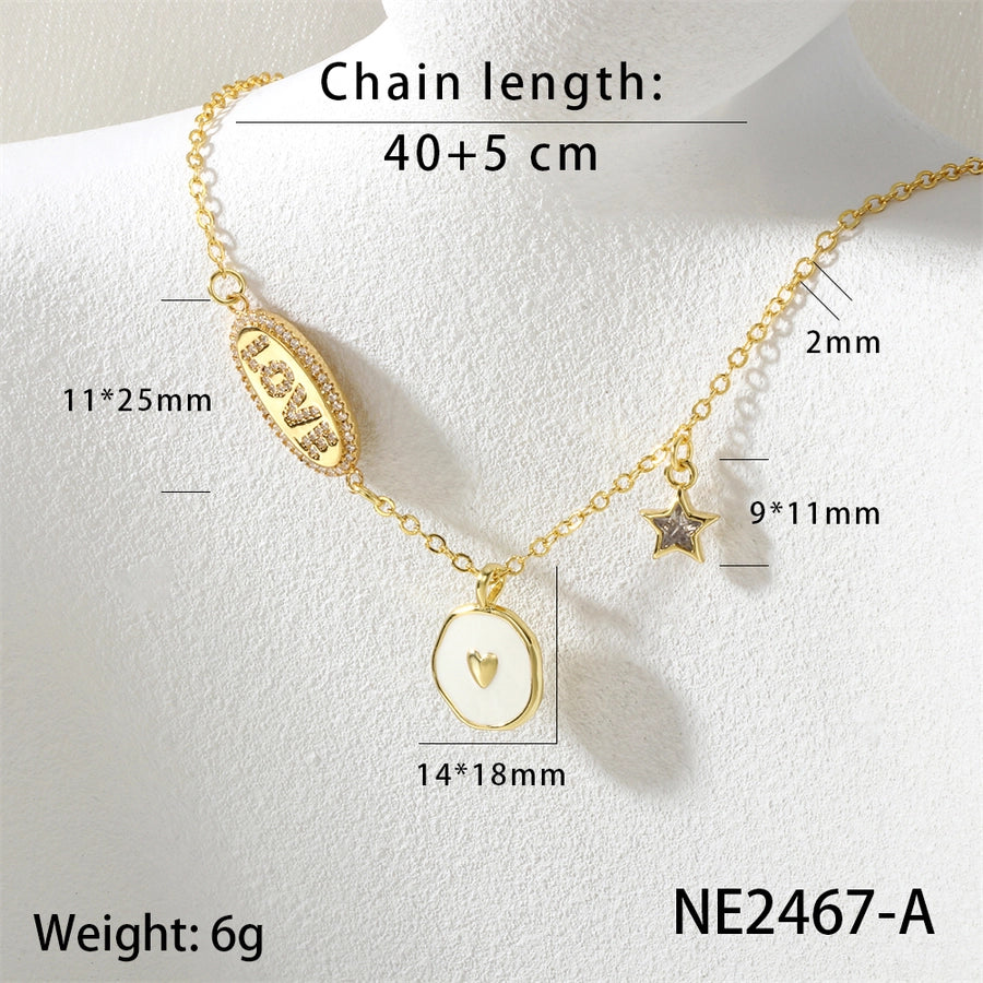 Jewelry IG Style Letter Star Copper Enamel Necklace