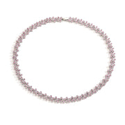 White Gold Color Rose Red Diamond Necklace