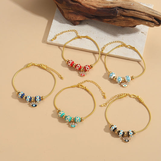 Jewelry Elegant Simple Style Commute Devil's Eye Copper Copper 14K Gold Plated Bracelets