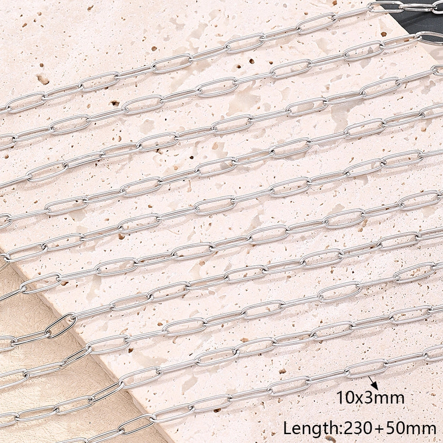 10 Strands/Package 304 Stainless Steel cable chain Polished Length:230+50mm Jewelry Accessories