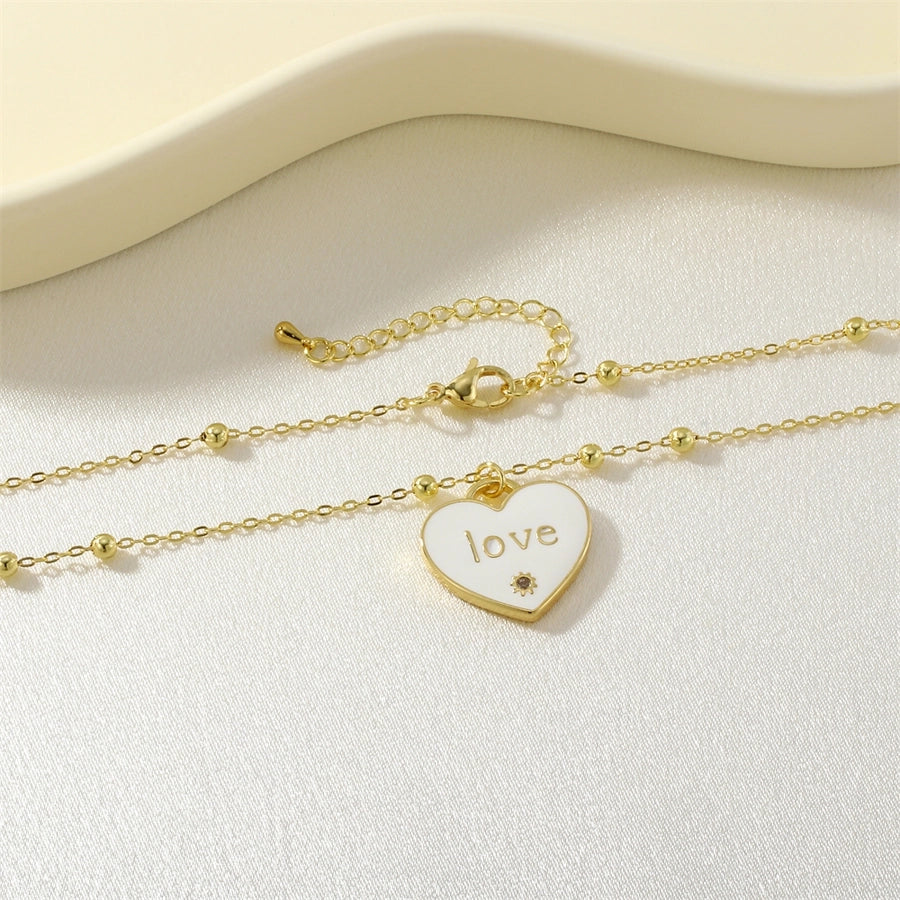 Jewelry IG Style Heart Shape Copper Enamel Pendant Necklace