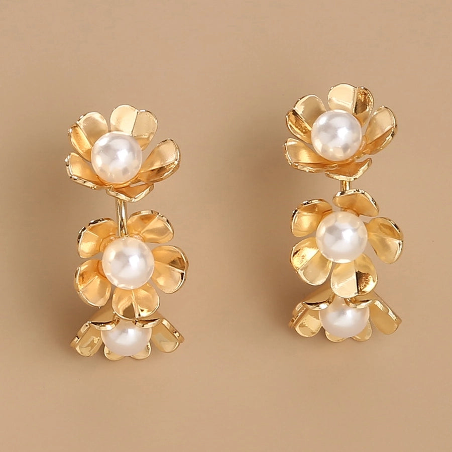 1 Pair Exaggerated Sweet Flower Copper Ear Studs