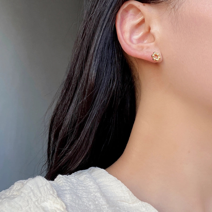 1 Pair 925 Sterling Silver 925 Sterling Silver Earrings Solid Color Ear Studs